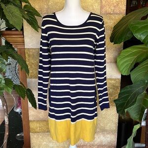Joules Women’s Long Sleeve Stripe Scoop Neck Navy Blue/White/Yellow Fitted Dress